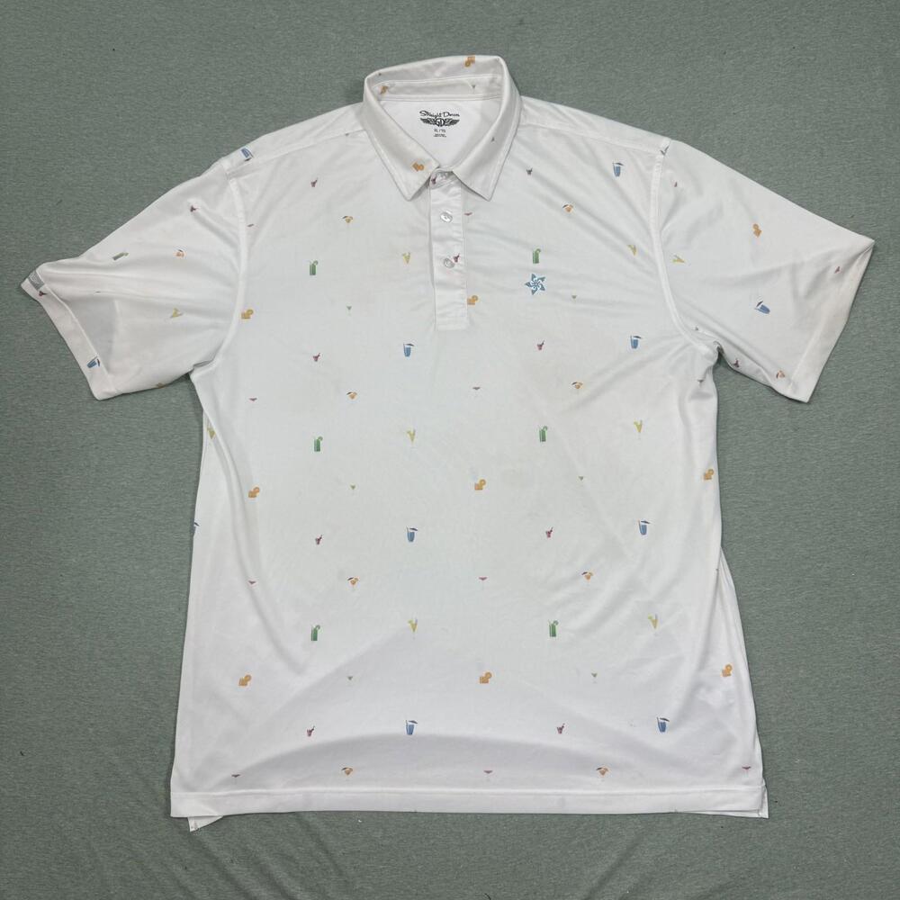 Straight Down Golf Polo Shirt Men’s XL White Preppy Classic Utility Golfing